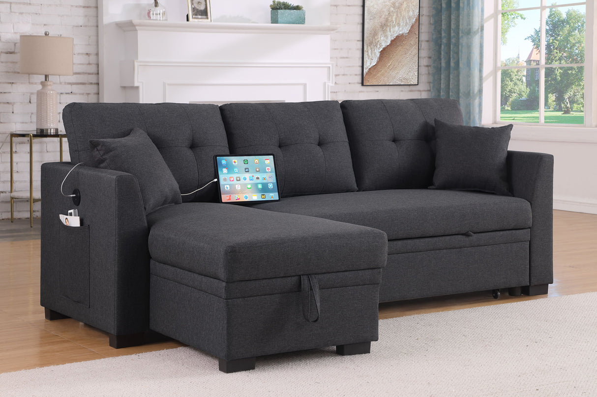 Modern Sectional Sofa Bed - Dark Gray by Couch.com