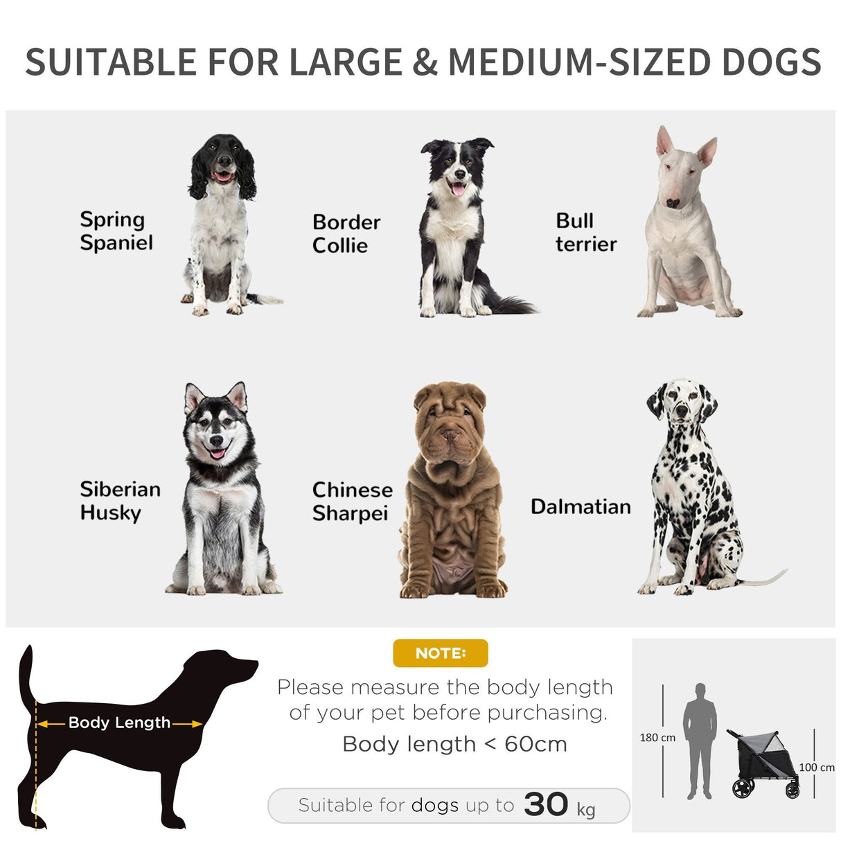 PawHut Foldable Doggy Stroller for Medium Large Dogs and Cats