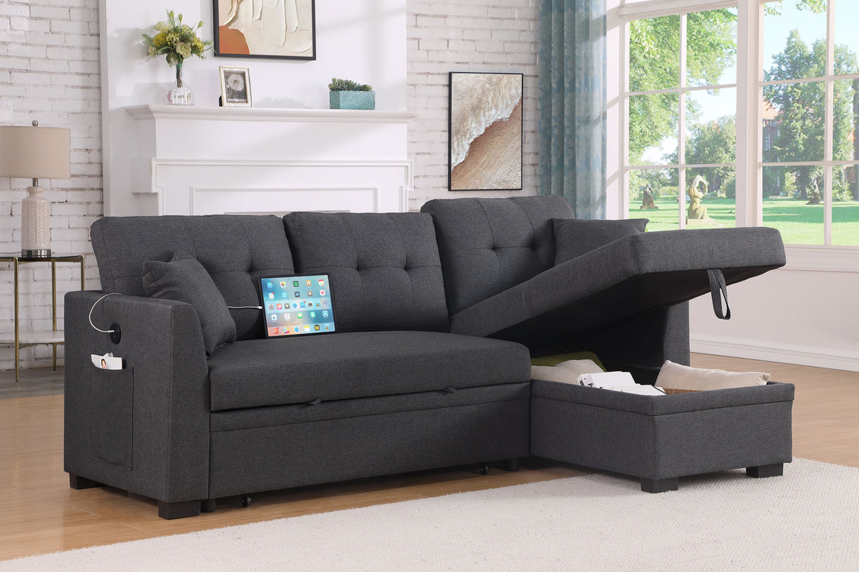 Modern Sectional Sofa Bed - Dark Gray by Couch.com