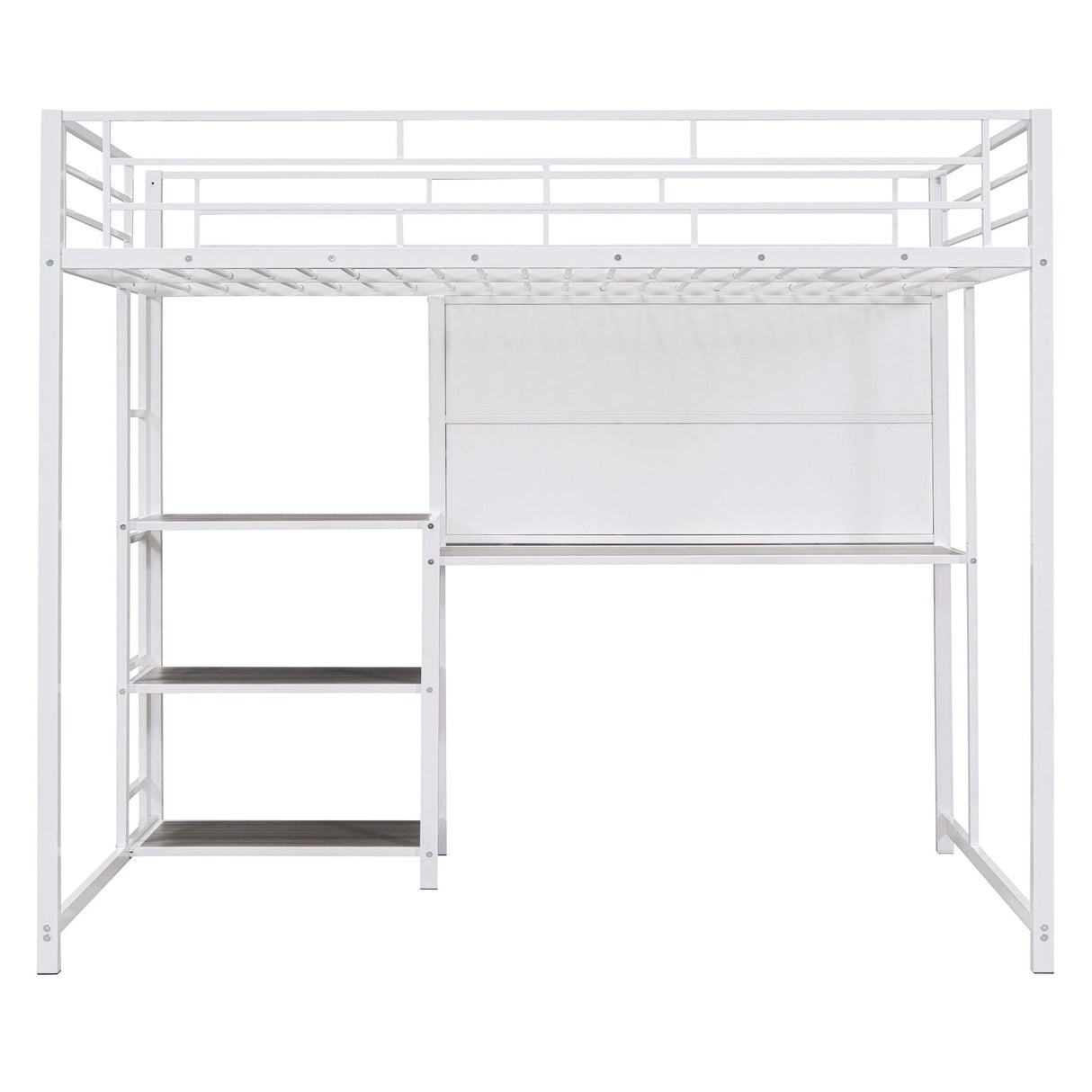 Metal Loft Bed With Desk, 3 Shelves And Ladder by Couch.com