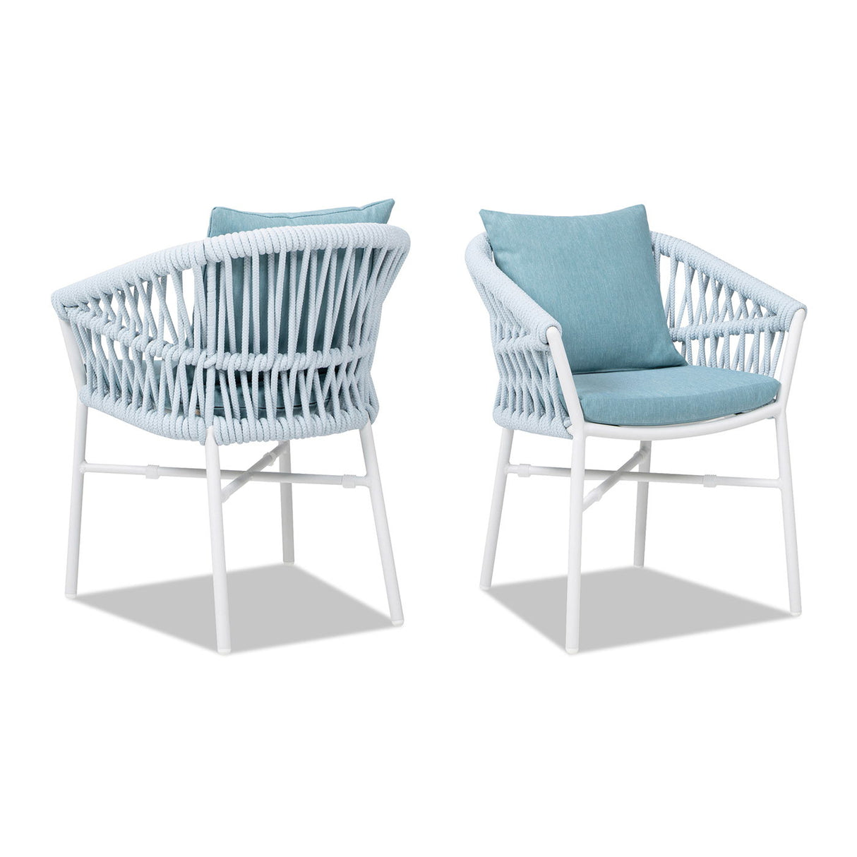 Maiden - Barrel Back Aluminum & Rope Outdoor Patio Dining Chair, Sunproof Olefin (Set of 2) by Couch.com