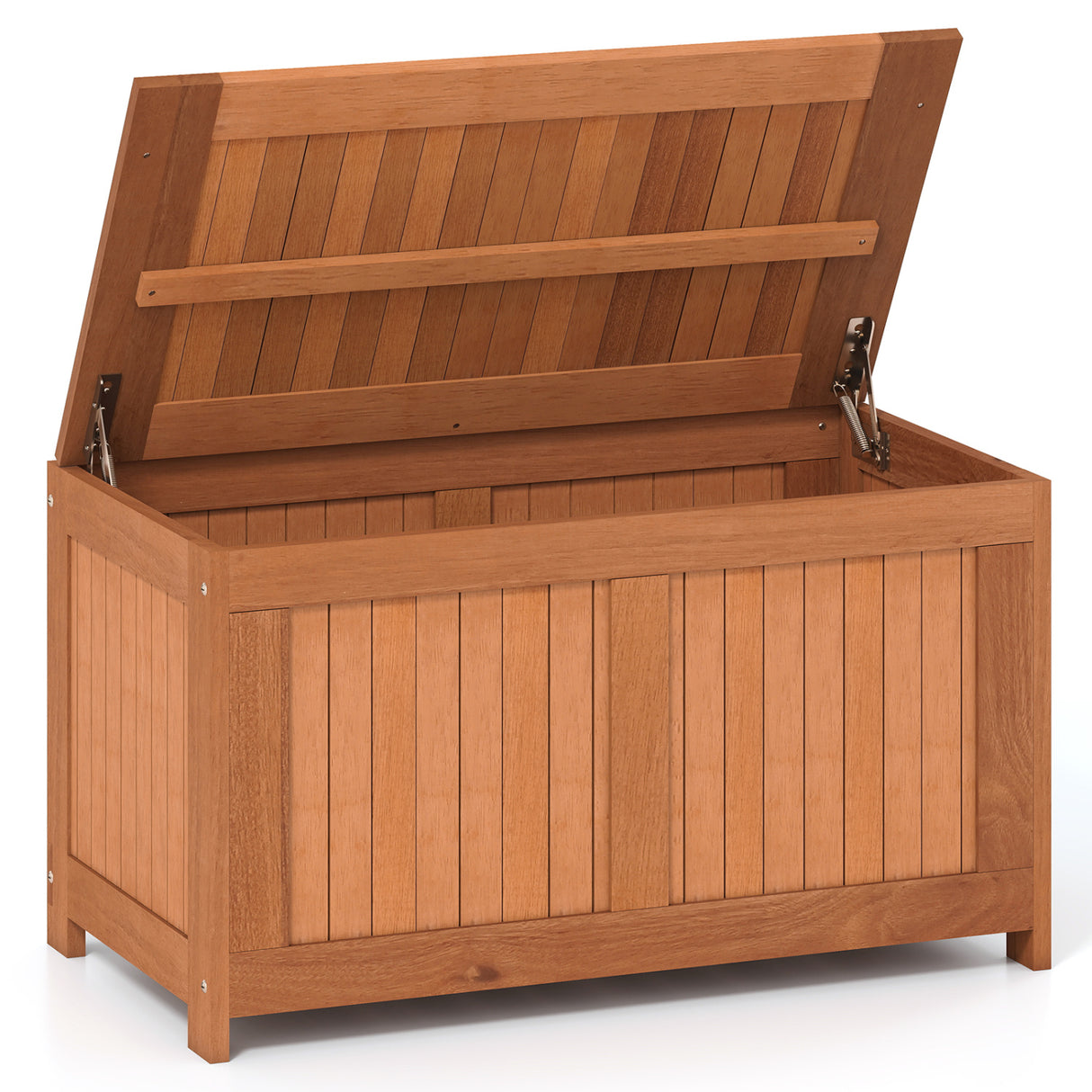 52 Gallon 3-in-1 Patio Wood Deck Box with Flip Top for Cushions