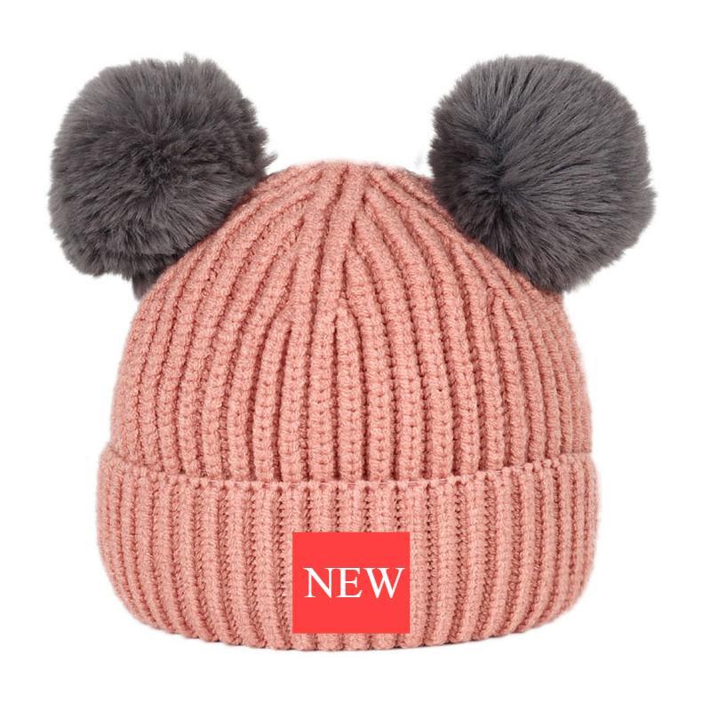 Modern Trend New Baby Beanies Hats Children Knitted Pompom Winter Autumn Cute Cap Warm Girl Hat With Two Balls