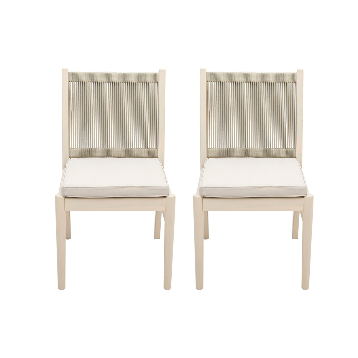 Cordoba Dining Chair Set of 2 - Comfortable Armless Chairs - Beige