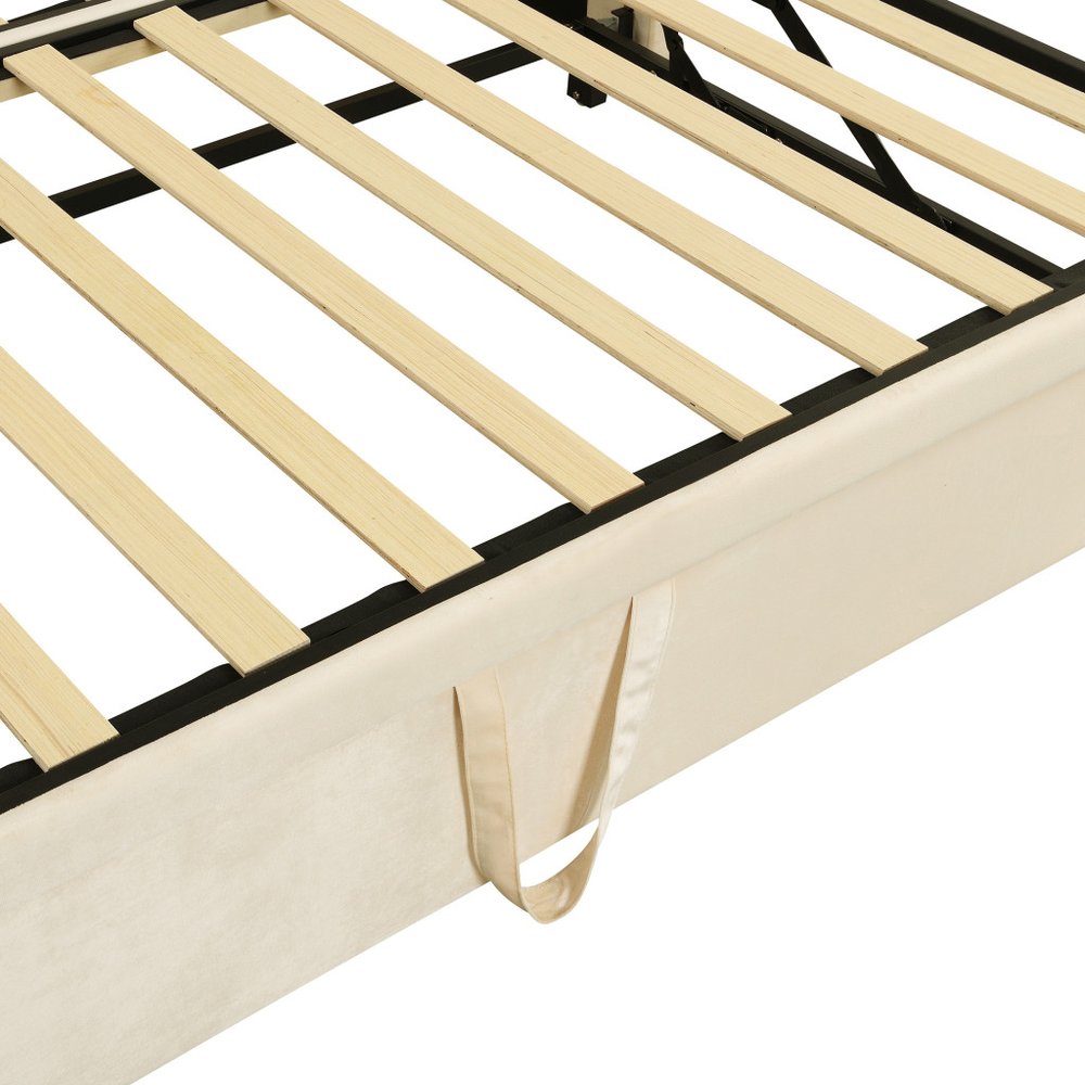 Beige Upholstered Twin Day Bed With Trundle