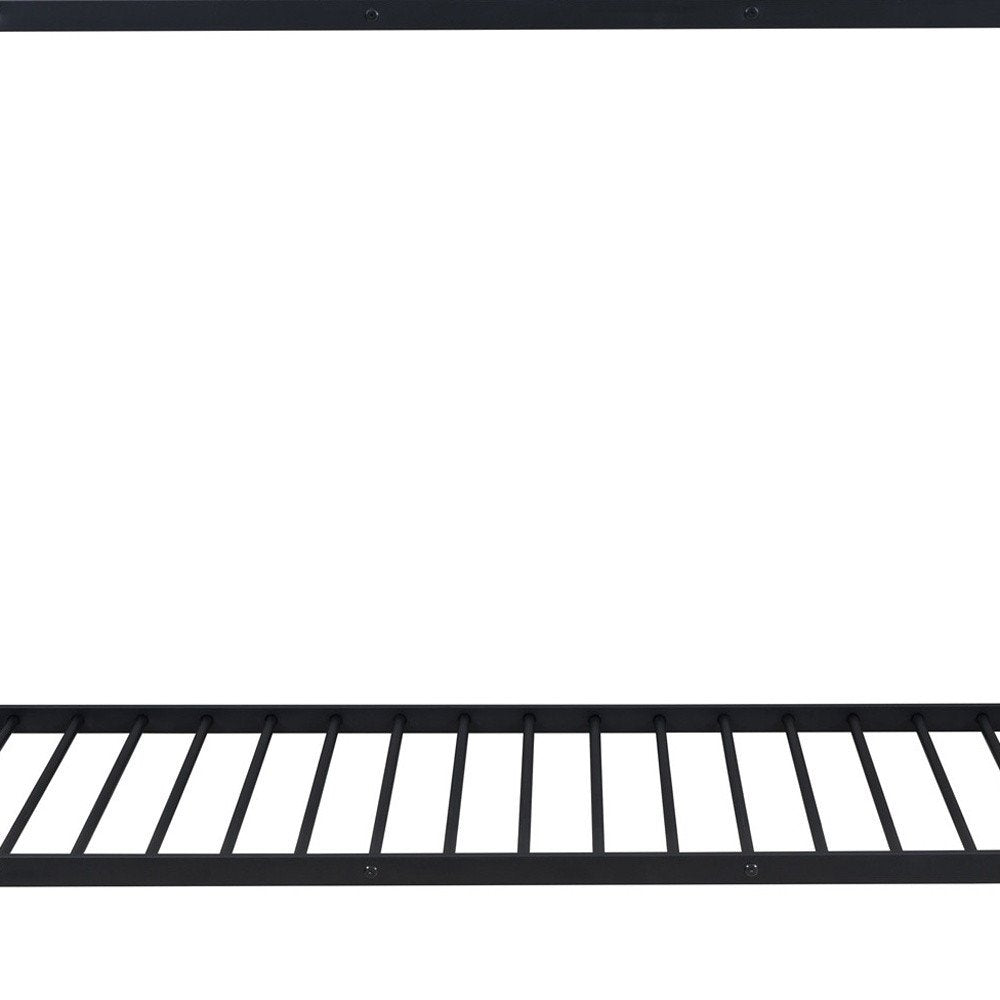 Black Twin Over Twin Metal Bunk Bed With Stairs And Storage