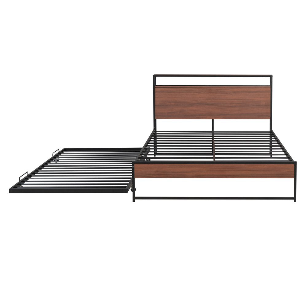 Black Metal Full Bed Frame With Trundle