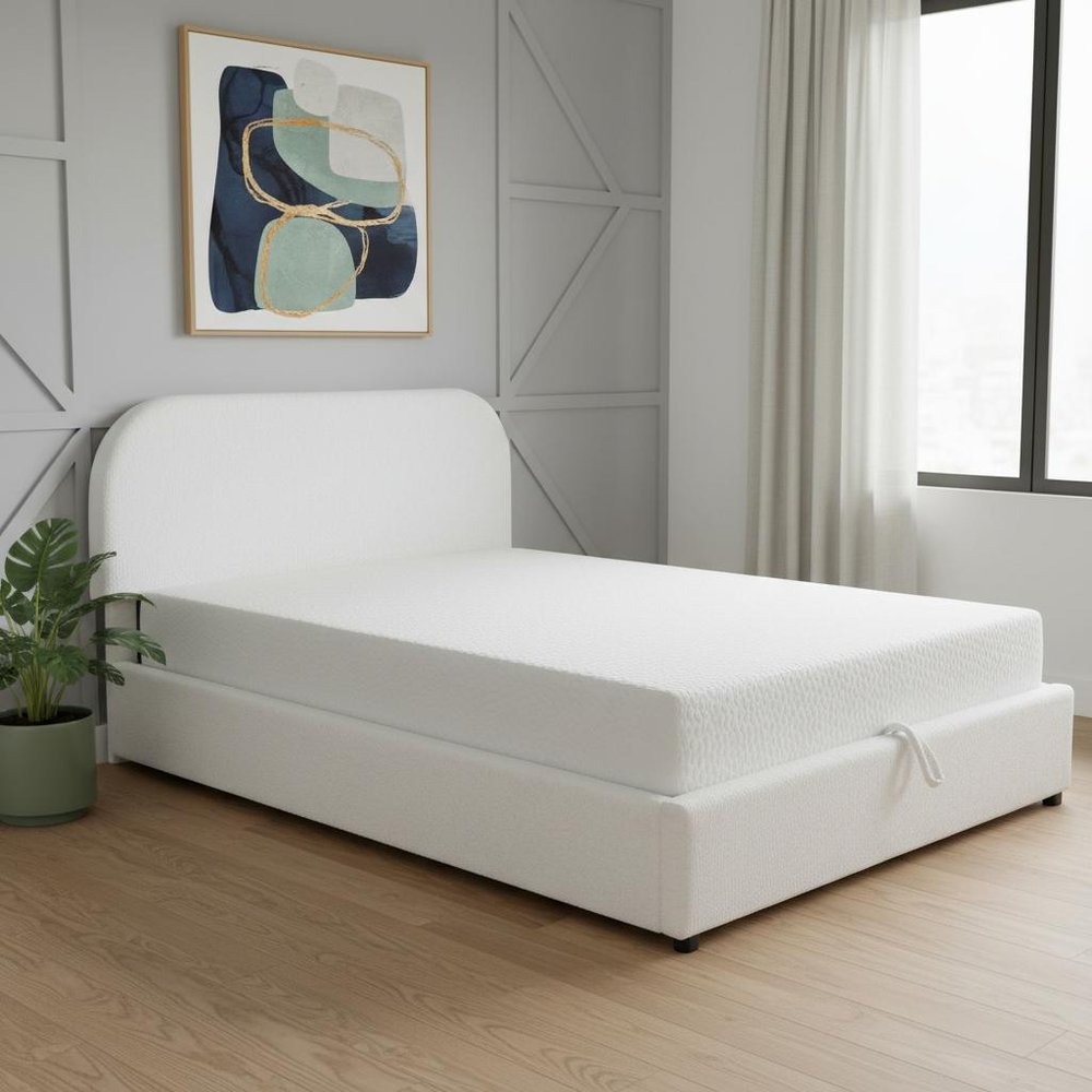 White Tufted Upholstered Full Bed Frame