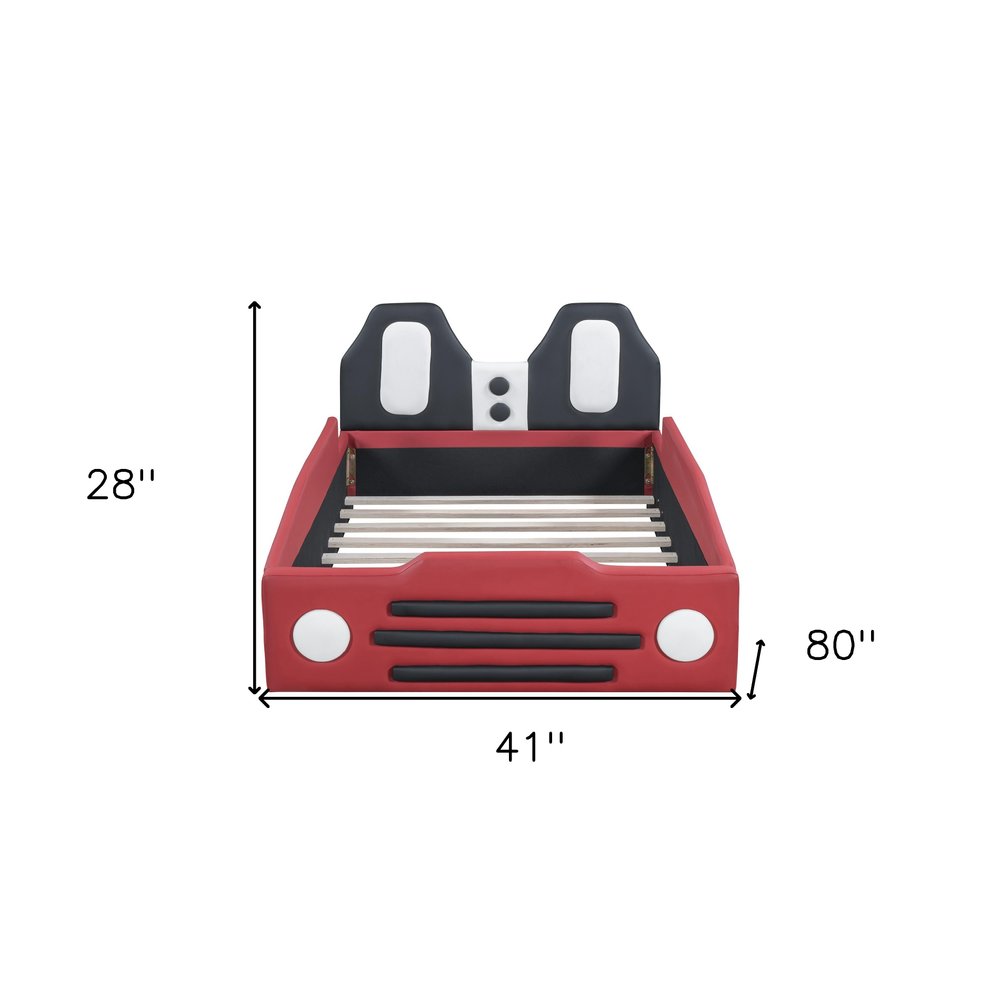 Red Tufted Upholstered Twin Bed Frame