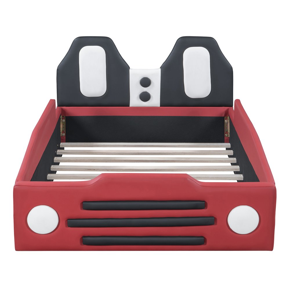 Red Tufted Upholstered Twin Bed Frame