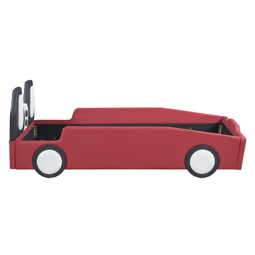 Red Tufted Upholstered Twin Bed Frame