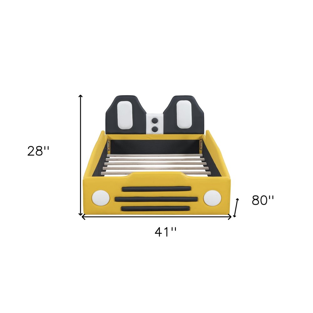 Yellow Tufted Upholstered Twin Bed Frame