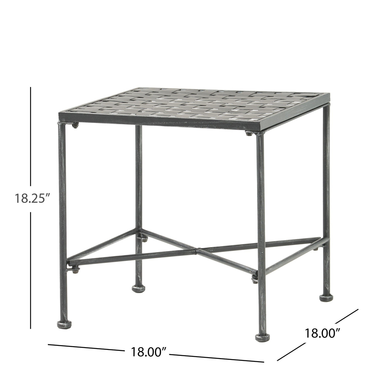 Outdoor Square Side Table With X Shaped Iron Frame - Black by Couch.com