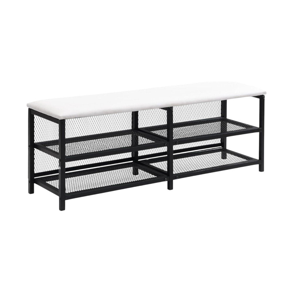 Black and White Metal And Tufted Upholstery Upholstered Twin Bed Frame