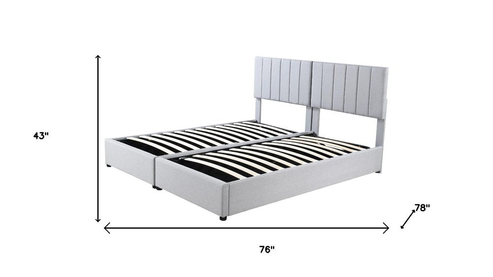 Gray Tufted Upholstered King Bed Frame