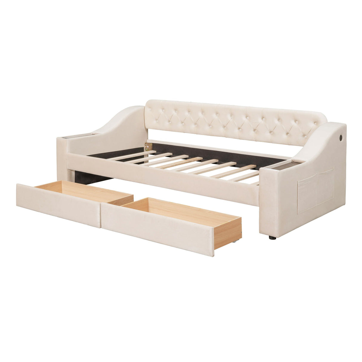 Upholstered Daybed With Storage Armrests And USB Port by Couch.com