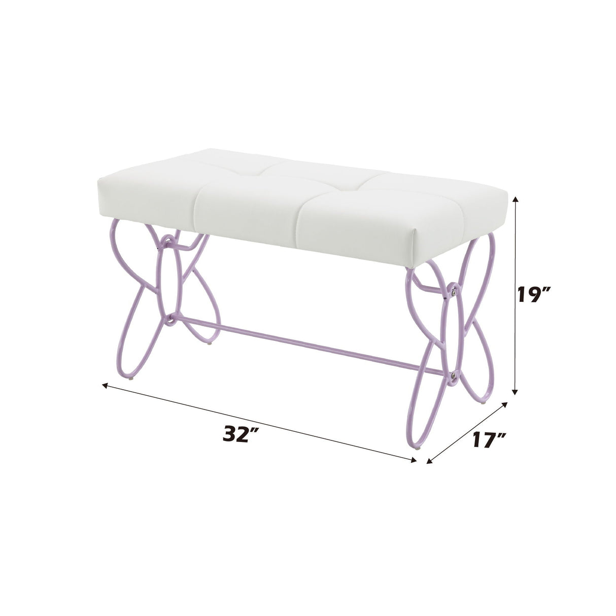 Priya II - Synthetic Leather Purple Bench - Purple / White by Couch.com