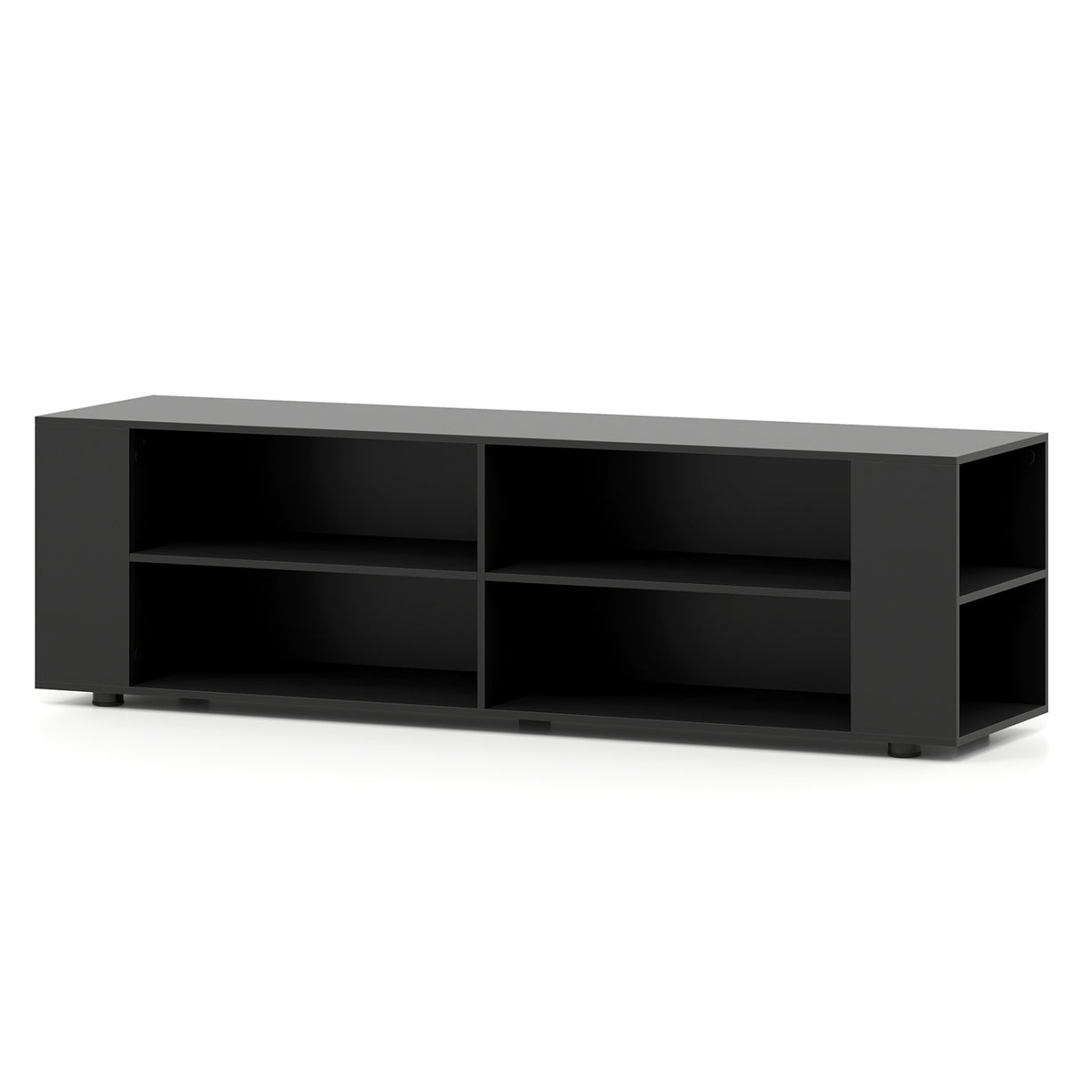 59 Inch Console Storage Entertainment Media Wood TV Stand-Black