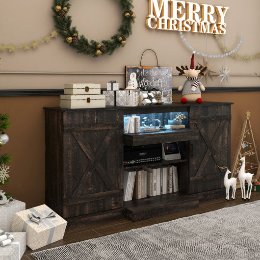 58 Inches TV stand for TVs up to 65 Inches with 20 Color Led Lights-Coffee