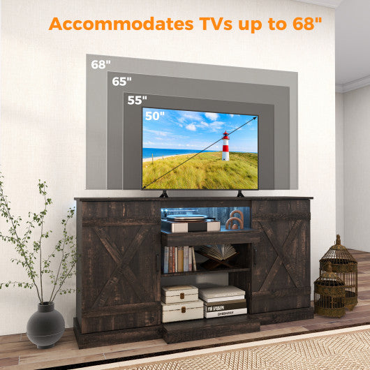 58 Inches TV stand for TVs up to 65 Inches with 20 Color Led Lights-Coffee