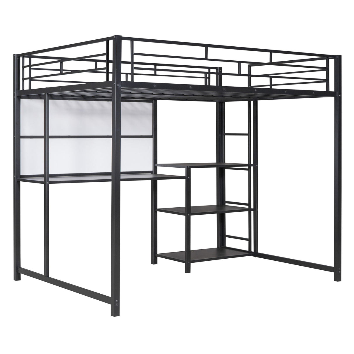 Metal Loft Bed With Desk, 3 Shelves And Ladder by Couch.com