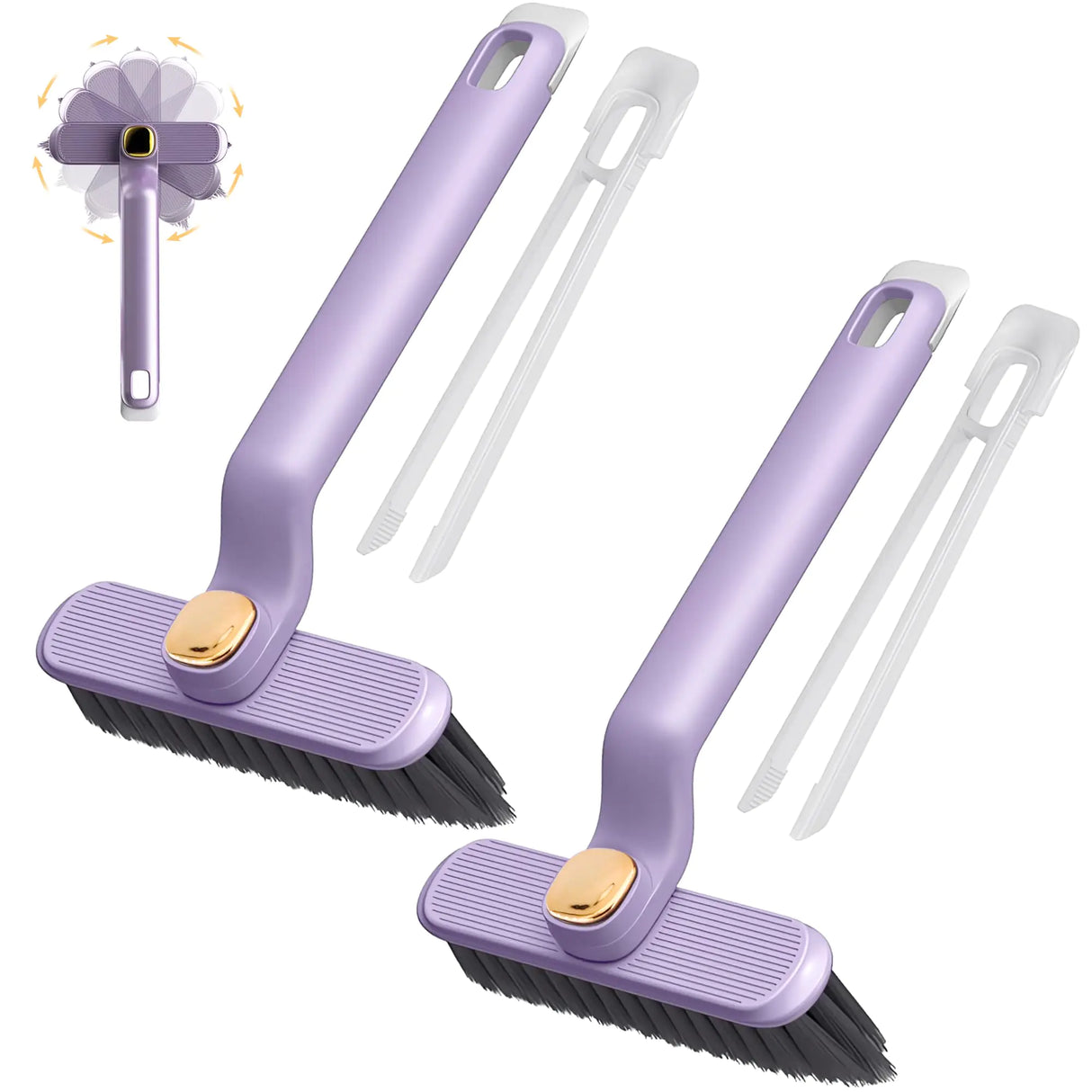 2 PCS Rotating Crevice Cleaning Brush Upgrade Hard Bristle Brush Hand-held Gap Cleaning Brush 360° Rotating Crevice Cleaning Tool Household Cleaning Brush for Kitchen Bathroom Bathtub Tiles Window