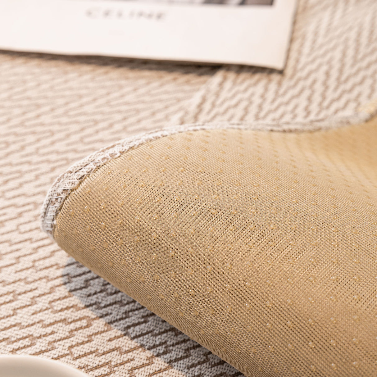 Non-Slip Couch Cover with Gold Trim, Sofa Slipcover for Sectional & Loveseat