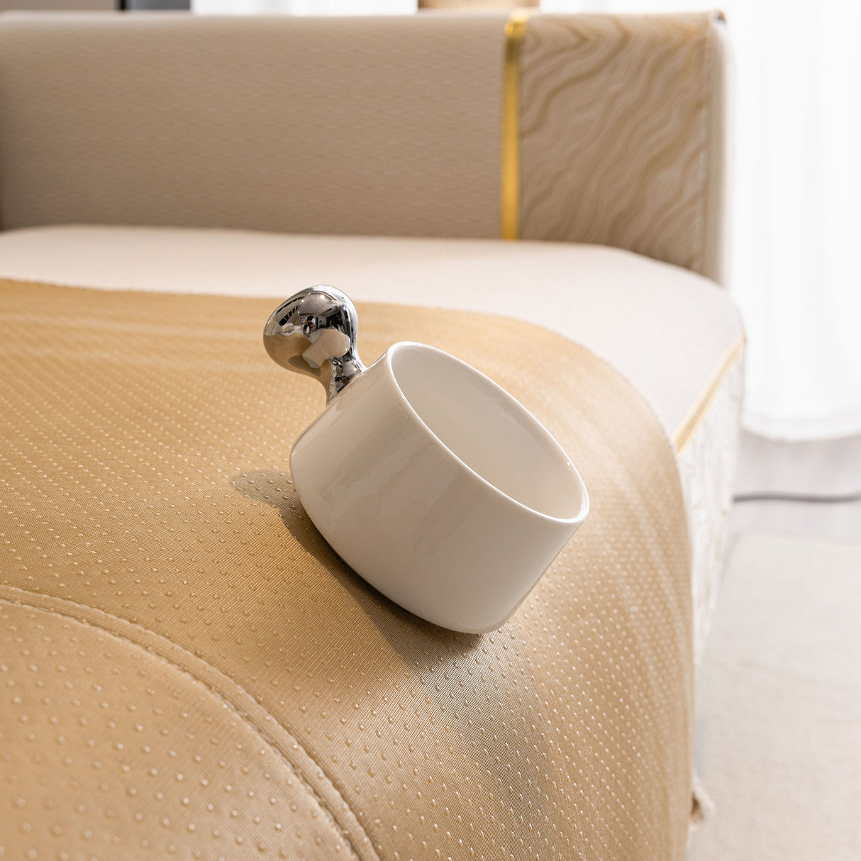 Non-Slip Couch Cover with Gold Trim, Sofa Slipcover for Sectional & Loveseat