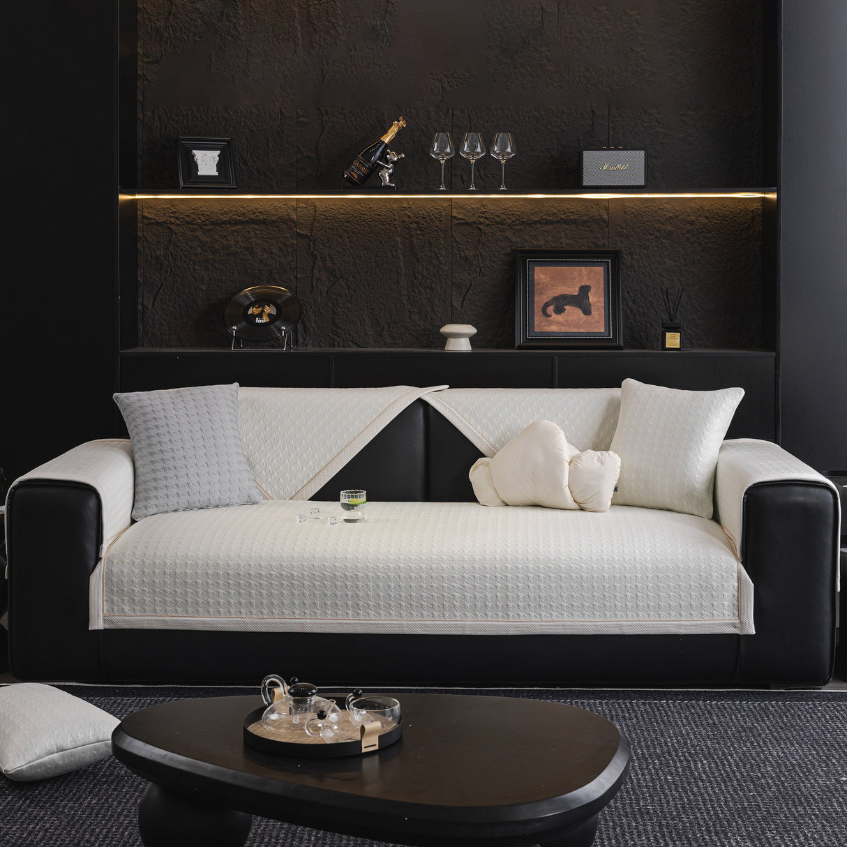 Houndstooth Ice Silk Breathable Sofa Cover, Modern Non-Slip Summer Couch Protector