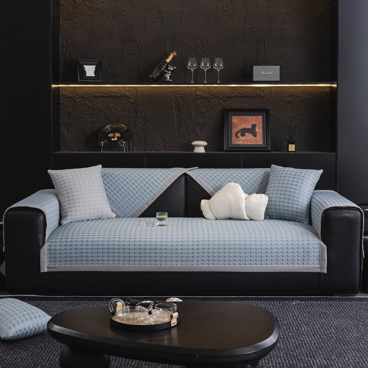 Houndstooth Ice Silk Breathable Sofa Cover, Modern Non-Slip Summer Couch Protector