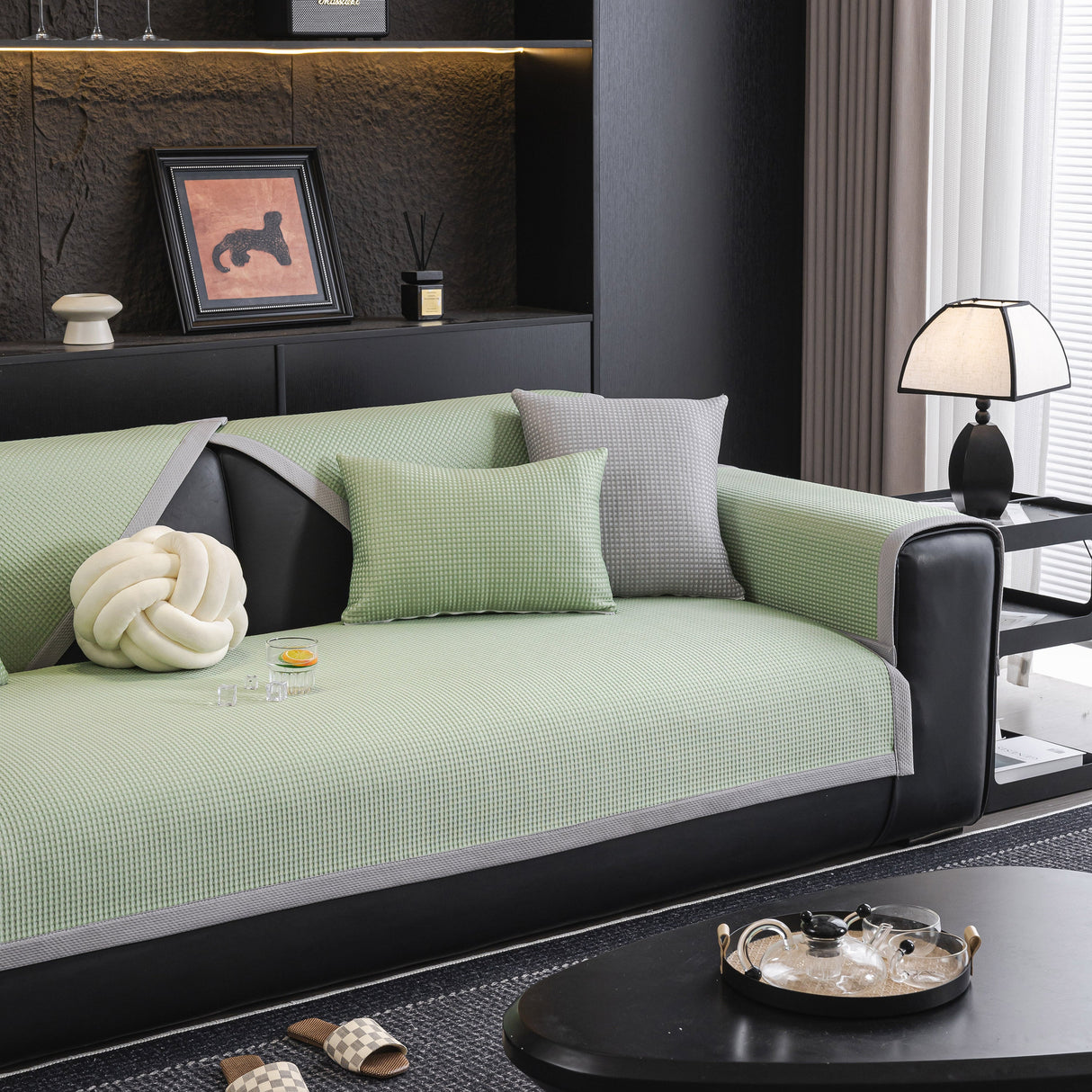 Non-Slip Cooling Breathable Couch Protector Towel, Lightweight Slipcover for Sofas