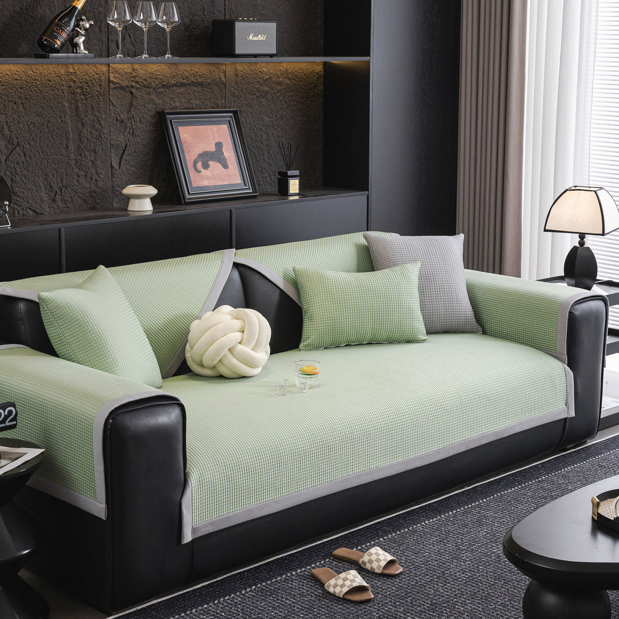 Non-Slip Cooling Breathable Couch Protector Towel, Lightweight Slipcover for Sofas