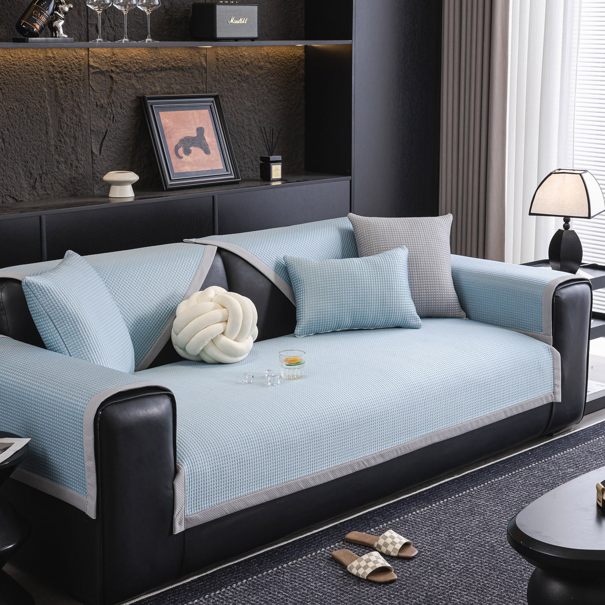 Non-Slip Cooling Breathable Couch Protector Towel, Lightweight Slipcover for Sofas