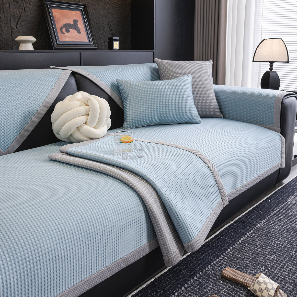 Non-Slip Cooling Breathable Couch Protector Towel, Lightweight Slipcover for Sofas