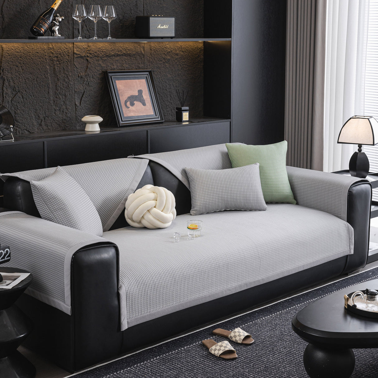 Non-Slip Cooling Breathable Couch Protector Towel, Lightweight Slipcover for Sofas