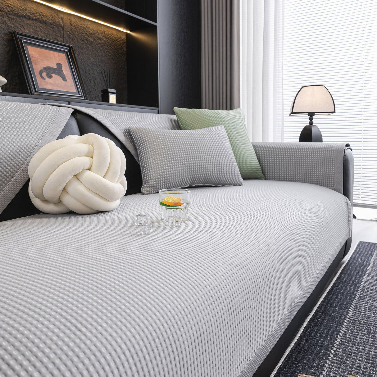 Non-Slip Cooling Breathable Couch Protector Towel, Lightweight Slipcover for Sofas