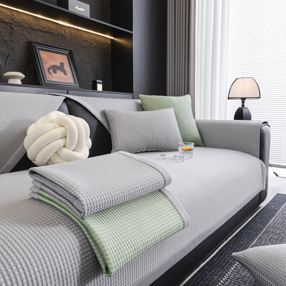 Non-Slip Cooling Breathable Couch Protector Towel, Lightweight Slipcover for Sofas