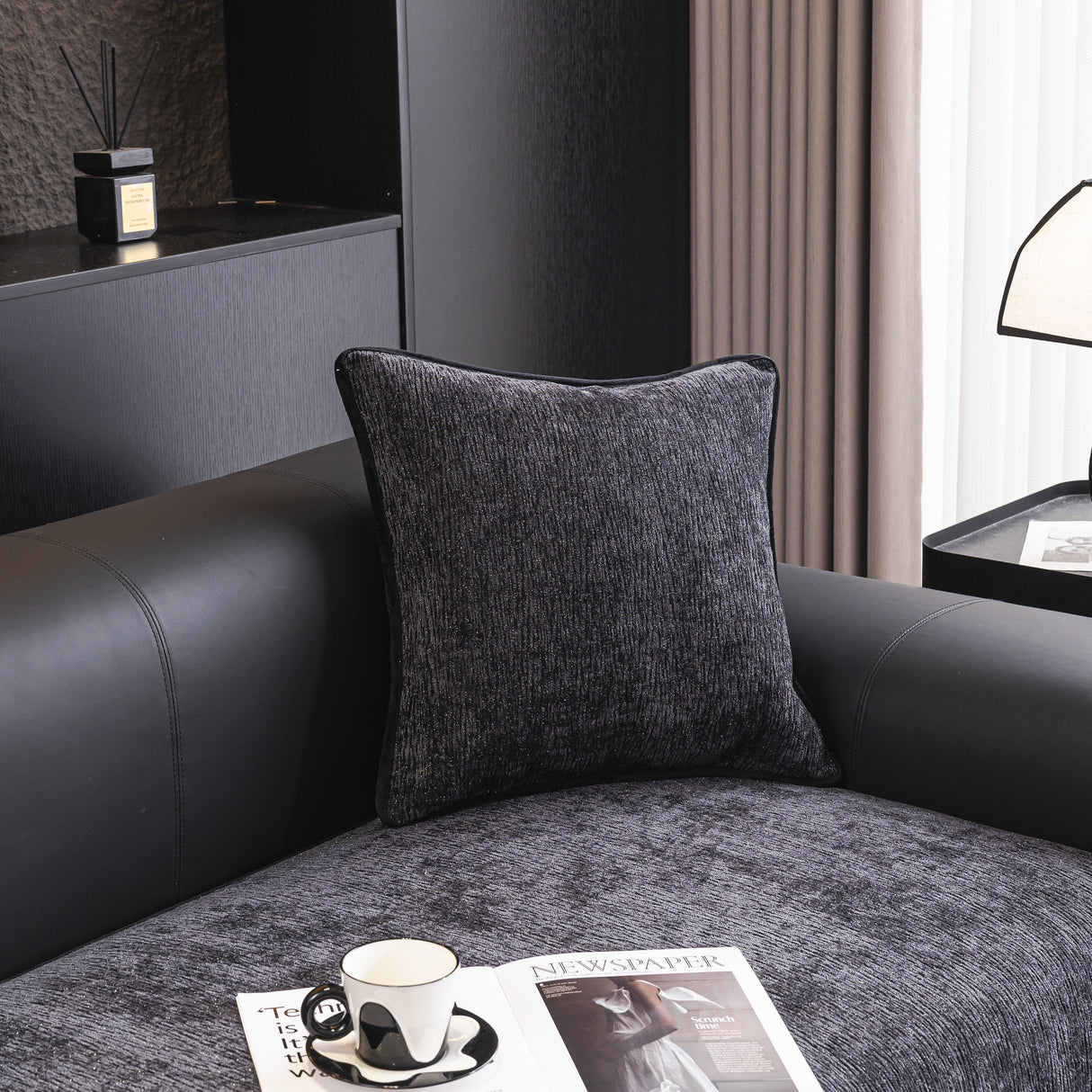 Chenille Couch Cover with Scalloped Edge, Non-Slip Modular Slipcover Sectional