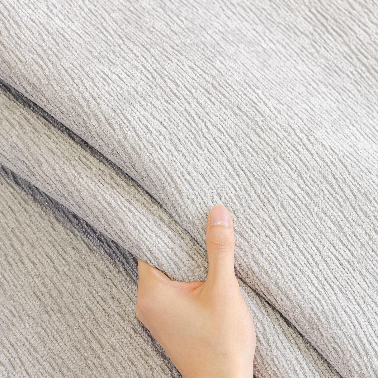 Chenille Couch Cover with Scalloped Edge, Non-Slip Modular Slipcover Sectional