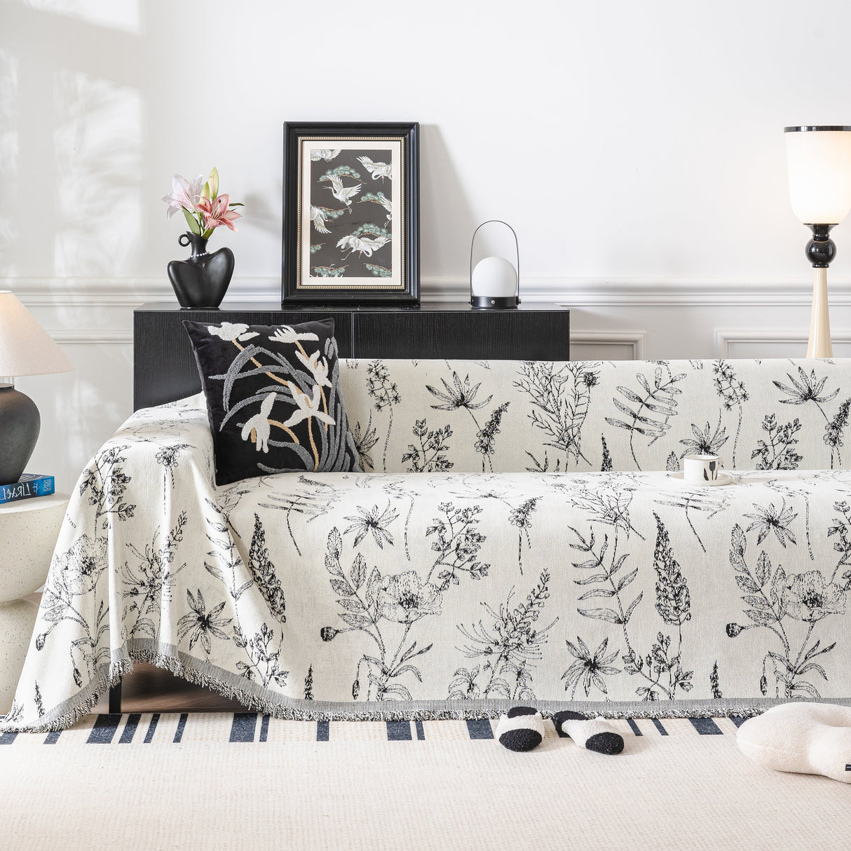 Chenille Giverny Couch Cover, Cozy Blankets for Sofa and Couch, Slip Covers for Couch Sectional