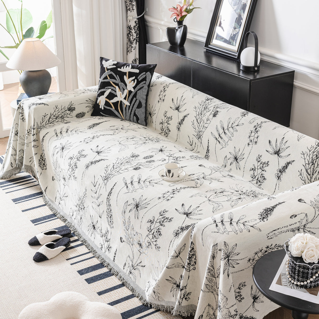 Chenille Giverny Couch Cover, Cozy Blankets for Sofa and Couch, Slip Covers for Couch Sectional