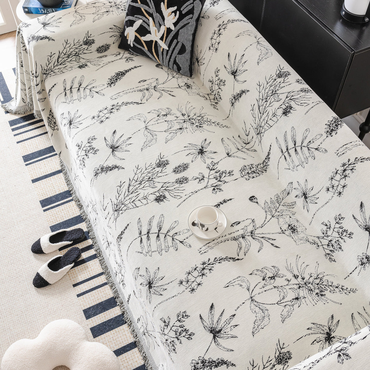 Chenille Giverny Couch Cover, Cozy Blankets for Sofa and Couch, Slip Covers for Couch Sectional