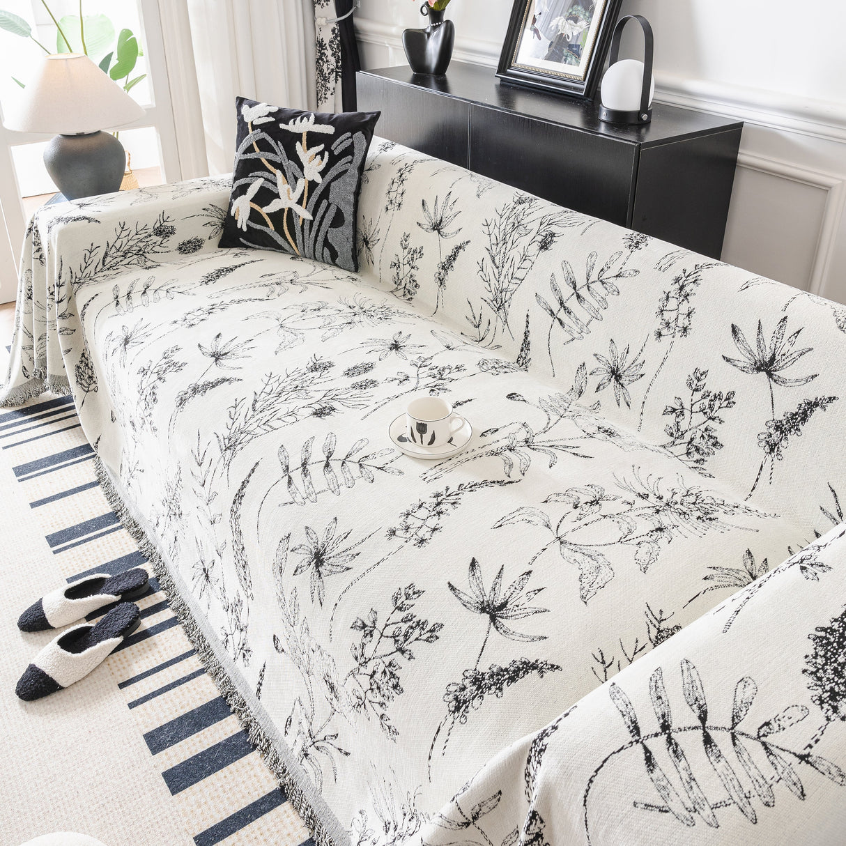 Chenille Giverny Couch Cover, Cozy Blankets for Sofa and Couch, Slip Covers for Couch Sectional