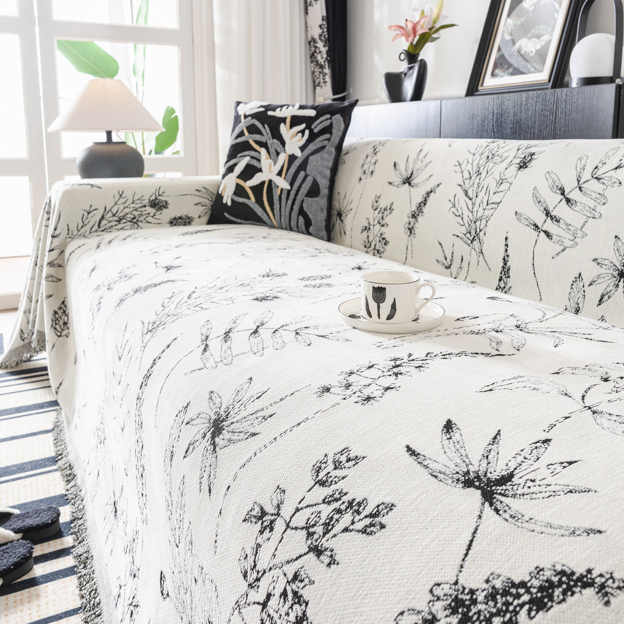 Chenille Giverny Couch Cover, Cozy Blankets for Sofa and Couch, Slip Covers for Couch Sectional