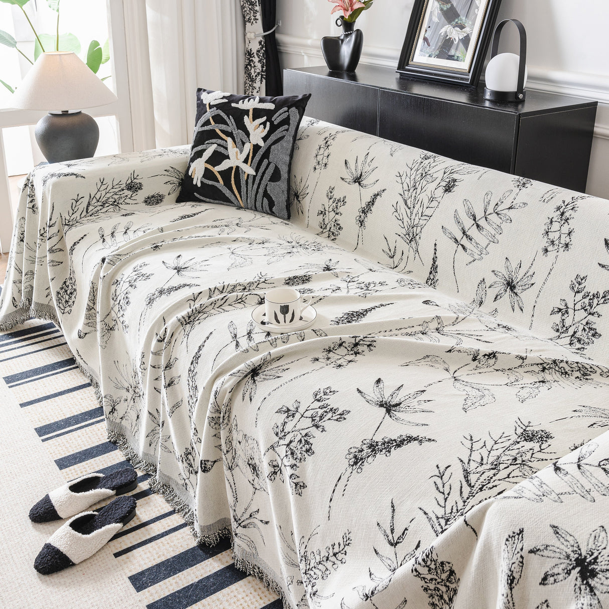 Chenille Giverny Couch Cover, Cozy Blankets for Sofa and Couch, Slip Covers for Couch Sectional