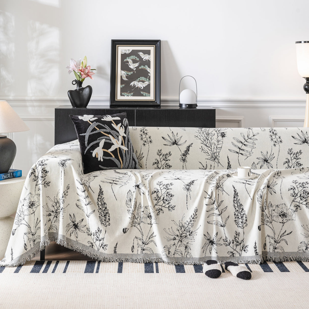 Chenille Giverny Couch Cover, Cozy Blankets for Sofa and Couch, Slip Covers for Couch Sectional