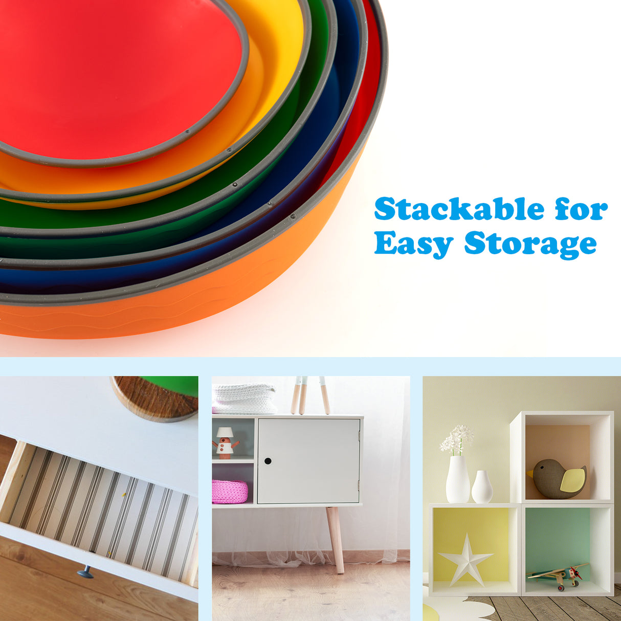 5 Pieces Kids Stepping Stones Stackable Round Indoor Outdoor-Multicolor