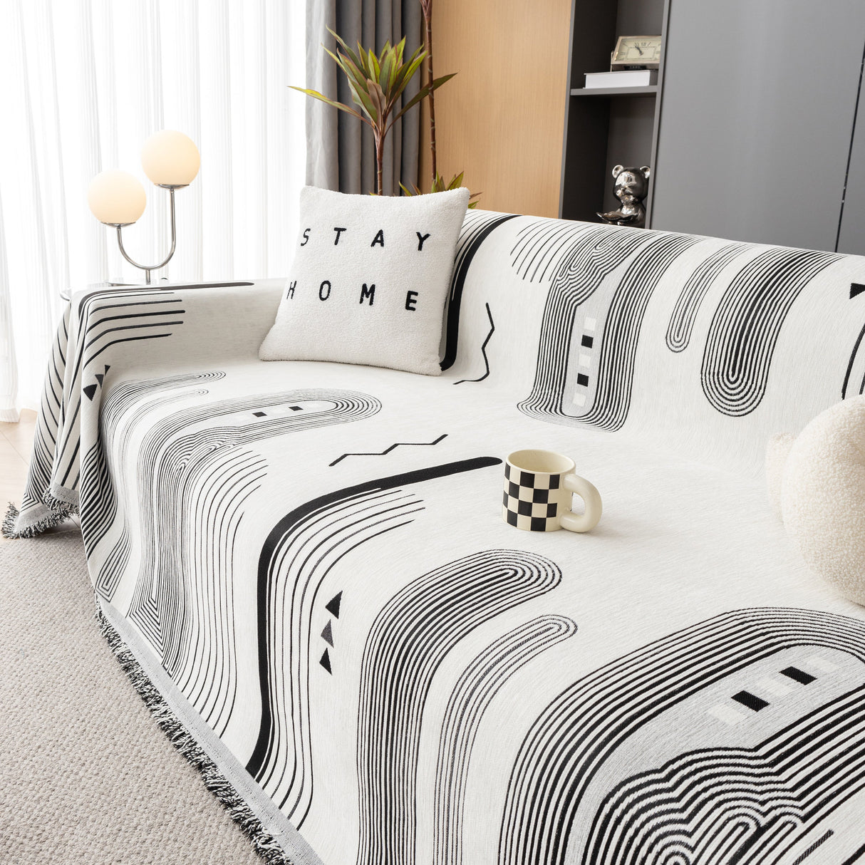 Boho Couch Throw Covers with Tassel Thick Durable Sofa Cover Blanket Furniture Slipcover Sectional