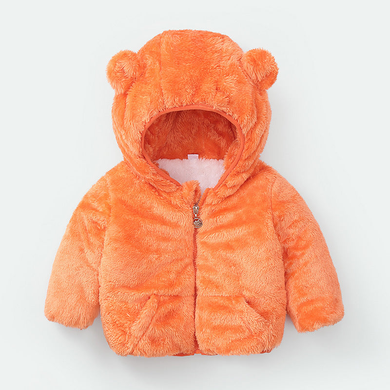 Modern Winter Fleece Children's Sweater Boys and Girls Hoodie Jacket Warm Baby Coat With Bear Ears