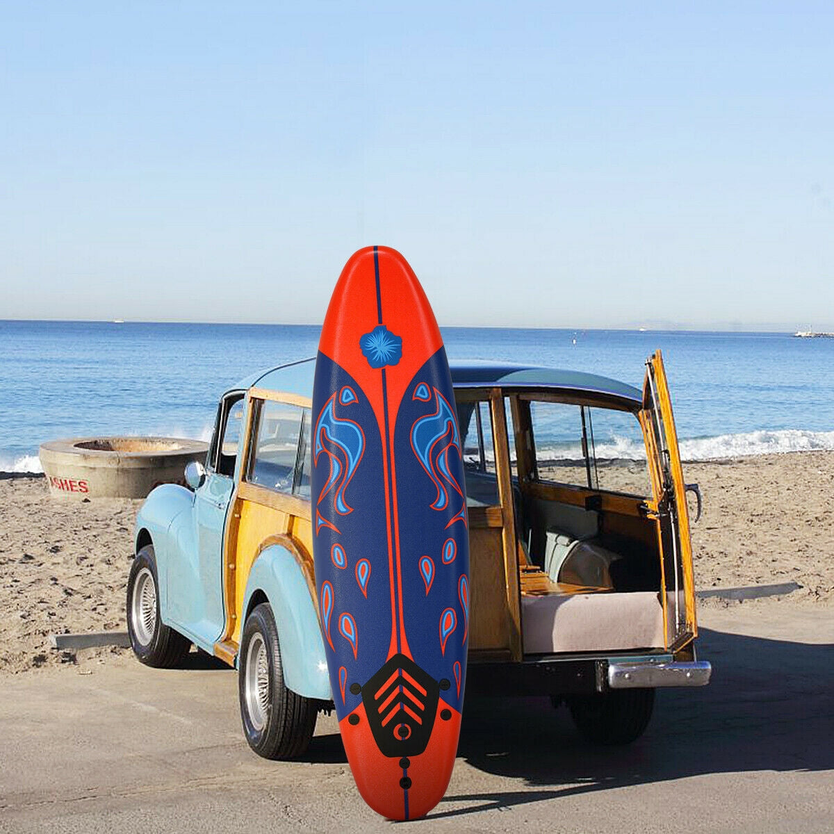 6 Feet Surfboard with 3 Detachable Fins-White